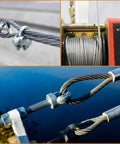 Three Eighths Inch Steel Cable Kit 30 Ft 7x19 Wire Rope With Loops Clamps And Thimbles 12000 Lbs Breaking Strength Heavy Duty Cable