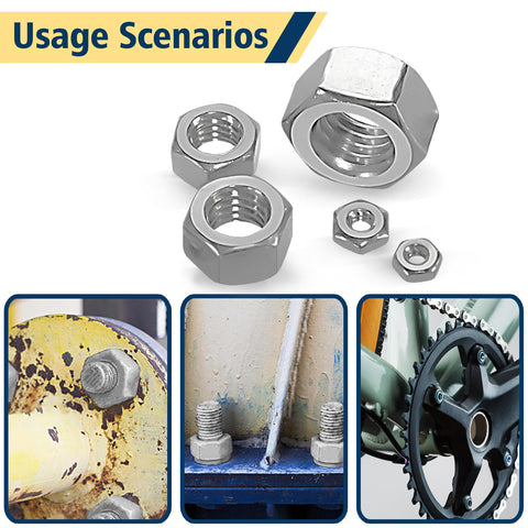 SAE Hex Nuts Assortment Kit 150 Piece Stainless Steel 304 Hardware Nuts Set With Ten Sizes From 4-40 To 1/2-13 Usage Scenarios