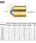 Brass Ball Point Spring Plunger Set 20 Pieces 10x13mm No Step Positioning Beads Ball Catch Latch for Door Cupboard Cabinets and Mechanical Devices in Furniture Built Tough Rust Resistant, D8x9 size diagram