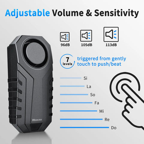 Loud 113dB Vibration Alarm System For Bikes, Motorcycles, Golf Carts, Trailers And More With Remote Waterproof Anti Theft Device, 2 Pack Home Security Alarm For Mailbox, Doors, Windows, Garage And Luggage