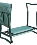 Foldable Garden Kneeler Bench Stool With Soft Cushion Seat Pad and Tool Pouch, durable steel frame visible
