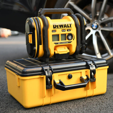 Heavy Duty Waterproof Case for 20V Cordless Air Compressor and Tire Inflator Accessories Portable Tough Tool Box Case Only Fits 20V Max Pumps and DCC020IB Compatible Gear with inflator on top