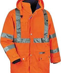 GloWear 8385 High Visibility ANSI Class 3 4-in-1 Reflective Safety Jacket Orange 5XL with removable sleeves and reflective strips