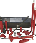 Heavy Duty 10 Ton Hydraulic Portable Ram Kit For Auto Body Repair And Frame Work 16 Piece Set with red tools and case