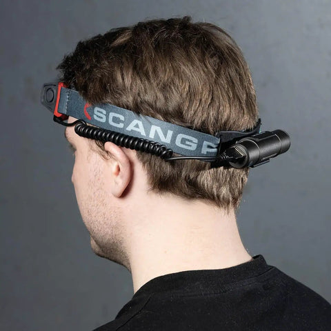 Person wearing I Match 3 Rechargeable COB LED Headlamp With All Daylight Function 5 Color Temperatures For Pro Detailing, side view