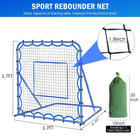 Backyard Rebounder Net For Soccer And Baseball Training 4x4 Foot With Adjustable Angles For Control And Passing Solo Drills
