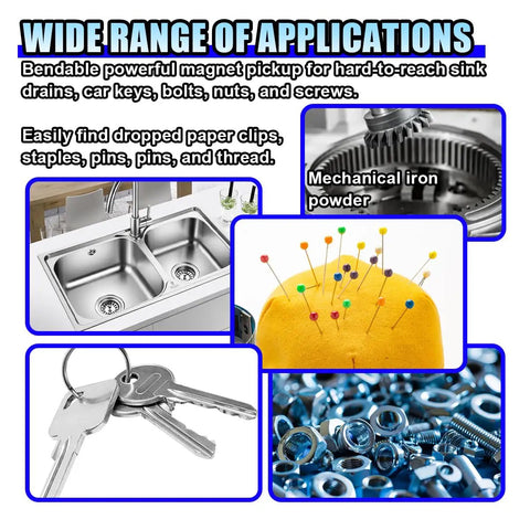 Flexible Magnetic Pickup Tool With 24 Inch Bendable Extension For Hard To Reach Spots, Powerful Magnetic Head That Grabs Screws Nuts Bolts Car Keys And Small Metal Debris, Ideal Magnetic Sweeper For Home Garage Workshop And Automotive