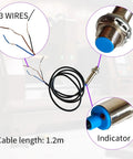 NJK-5002C Hall Effect Proximity Sensor NPN NO 3 Wire DC 6-36V Magnetic Proximity Switch, 1.2m cable, blue indicator, metal body.