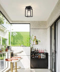 Matte Black Semi Flush Mount Ceiling Light Fixture With Clear Glass Shade Farmhouse Style Ceiling Lighting For Kitchen Hallway Porch Entryway Dining Room And Foyer E26 Bulb Socket Compatible And Easy To Install