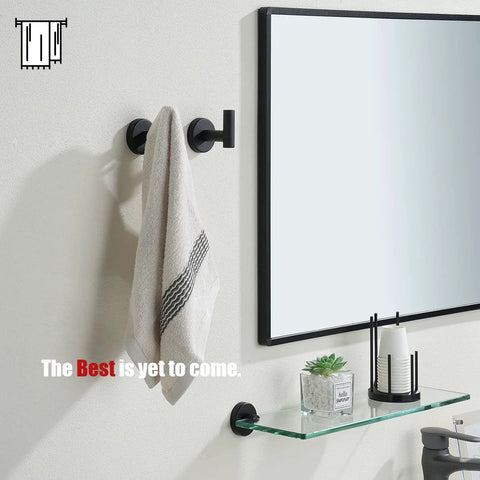 Matte Black Wall Mounted Towel Hook Set Two Pack Made From 304 Stainless Steel Corrosion Resistant For Bathroom