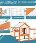 Outdoor Chicken Coop With Large Nesting Box And 5 Lockable Doors, Weatherproof Wooden Hen House With PVC Roof and Wire Mesh