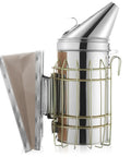 Side view of Pro Grade Beehive Smoker With Stainless Steel Body And Heat Shield For Easy Hive Inspections Calming Bees On The Fly