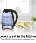 1.7L Electric Kettle With Fast Boil 1500W, Water Boiler And Heater, LED Indicator, glass design, on kitchen counter