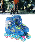 Adjustable Inline Skates For Kids Blue Breathable Comfort Fit With Light Up Wheels Outdoor Roller Blades For Girls And Boys