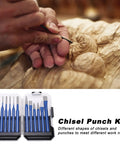 Check Out These 12 Pcs Chisel Punch Kit With Cool Blue Handles Made From Hardened Crv Steel Perfect For Metalworking, Wood Carving And All Your Dope Diy Projects To Get Stuff Done Fast, in case open