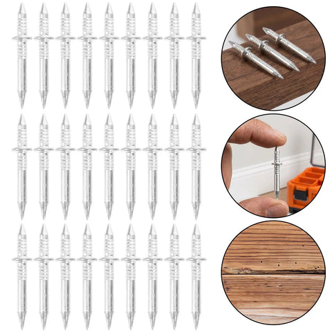 Double Headed Baseboard Screws For Solid Wood Trim And MDF Skirting, High Carbon Steel No Mark Invisible Nails shown in detail