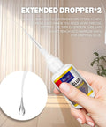 Extended dropper for Fast Drying Clear Shoe Glue For Sole Repair, waterproof and heat resistant adhesive, held in hand