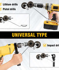 Electric Drill Plate Cutter Attachment For Cutting Metal Plates 0.8mm Capacity shown attached to different drill types