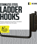 Extended Flat J Hook E Track Ladder Hooks 4 Pack For Shed Garage Wall Hanger Accessories, steel, 6 inch long, black, side view