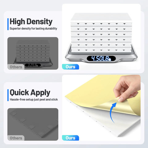 Heavy Duty Sound Proof Foam Panels For Walls Self Adhesive Acoustic Tiles showing weight comparison and easy peel application.