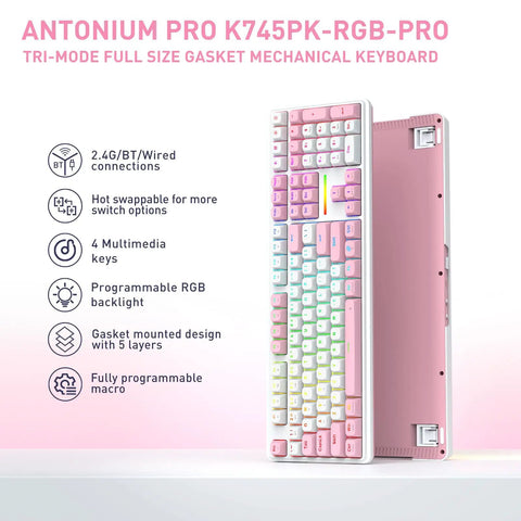 Beast Mode Full Size Gaming Keyboard With Real Gasket Mount And Dope Rgb Backlighting Featuring 108 Key Anti Ghosting Layout, angled view.