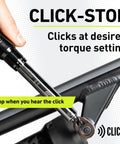 Dialed In Bike Torque Wrench Set For One Quarter Inch Drive With 2 To 20 Nm Range being adjusted on bicycle component