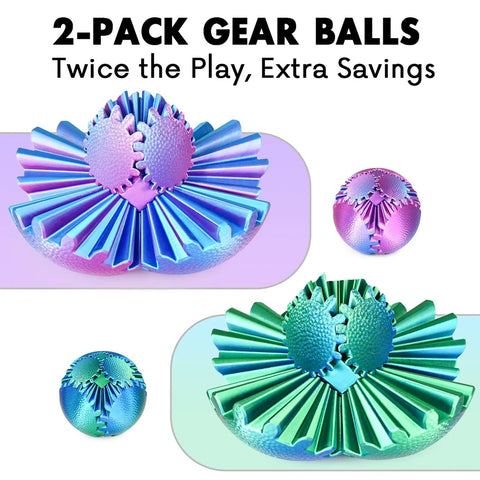 Gear Ball Fidget Toy Set Two Pack Steampunk Gear Sphere For Stress Relief And Focus, 3D Printed Green and Purple