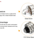 Hella Bright E10 Miniature Bulbs, DC 3V Warm Yellow Glow Screw Base Torch Lamps Indicator Lights, Durable Glass Dome Design close-up view.