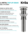 Dope Matte Black Pop Up Drain Assembly For Vessel Sinks And Overflow Free Sinks With Extended Thread For Thick Countertops