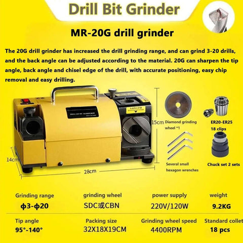 Portable Electric Drill Sharpener For Knives And Chisels With Adjustable Angle Grinding Head, features sturdy yellow design and compact size.