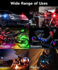 Wireless LED Strobe Lights Kit for cars, bikes, motorcycles, scooters, and outdoor activities like camping and hiking.