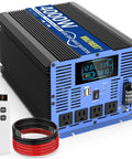 4000W Pure Sine Wave Power Inverter 12V DC to 110V and 120V AC with Type-C, four AC outlets, dual USB ports, LCD, and remote control.