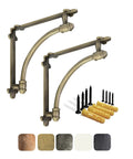 Heckin Heavy Duty Cast Iron Shelf Brackets, 2 Pack Antique Gold Wall Mounts, showcasing durable design with mounting screws.