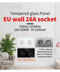 Built Tough Dual Schuko Wall Socket Slick Tempered Glass Panel No Fuss Child Proof Shield 16 Amp 3500 Watt Heavy Duty Power Outlet with EU design.