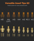 Heat Set Insert Tips For Threaded M2 To M8 Inserts, Soldering Iron Tips For Plastic 3D Printed Parts, Quick No Fuss Install