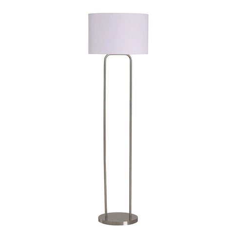 Duet Floor Lamp In Brushed Steel Finish For Modern Home Lighting 58 Inch Tall Arch Lamp With 16 Inch Wide Base And 10 Inch Extension