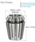 ER32 Spring Collet Chuck 20mm Clamping Diameter For CNC Milling And Engraving Machines size dimensions visible
