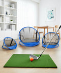 Set Of 3 Golf Chipping Nets With 12 Inch, 18 Inch, And 24 Inch Pop Up Targets For Indoor Outdoor Practice In The Backyard