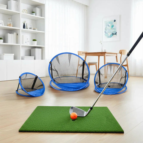 Set Of 3 Golf Chipping Nets With 12 Inch, 18 Inch, And 24 Inch Pop Up Targets For Indoor Outdoor Practice In The Backyard