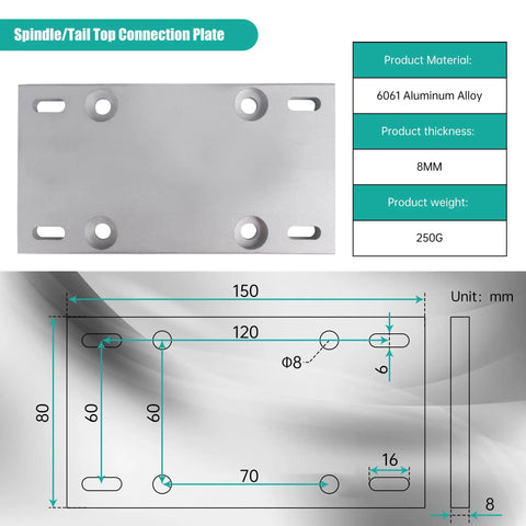6061 aluminum 8mm spindle connection plate, part of 100mm No Power Multi Function Lathe Chuck Spindle Assembly for CNC use