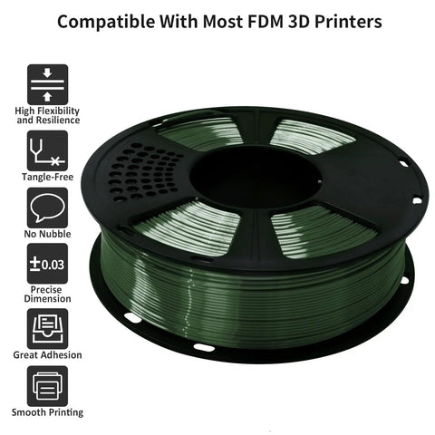 Shiny Silk Green PLA Filament For 3D Printers 1.75Mm Diameter 1Kg Spool Knockout Quality With Silky Smooth Layers Glossy Finish Perfect For DIY Creations And Office Displays Fits All Fdm Machines Without A Hitch