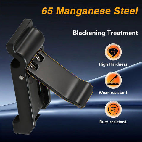Premium Badass Heavy Duty Upper Gas Door Spring Clip Rig Replacement For Toyota Camry Avalon 4Runner Lexus GS300 LS430 LS460 shown in black manganese steel.