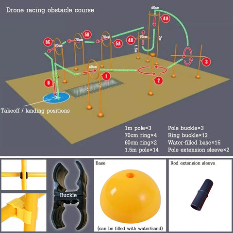 Diagram of Drone Obstacle Course Kit For RC FPV Racing Portable Loop Gate Set For Indoor And Outdoor Practice Pro Grade