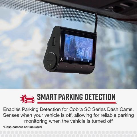 DIY Dash Cam Hardwire Kit OBDII To USB C And Micro USB Adapter With A 15 Foot Cable powers SC Series dash cam mounted on windshield