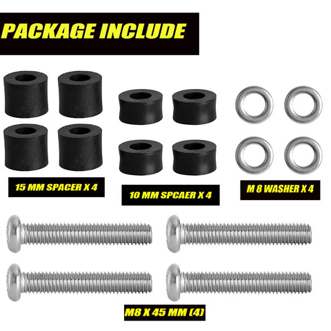 M8 TV Mounting Screws Kit With 25mm Spacers, M8 x 45mm Bolts, washers and spacers, Universal VESA Mount Hardware for TVs