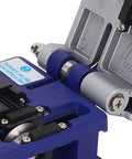 Close-up of Cocoarm FC 6S Fiber Optic Splitter with tungsten steel cutter showing automatic slide rail mechanism.