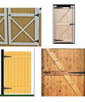 Beefy Heavy Duty Metal Door Hinges Set Ten Pack 3/4/6 Inch Gate Strap Hinges on wooden gates in outdoor use