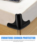 4Pc Black Silicone Corner Protectors For Furniture Edges on wooden table corner