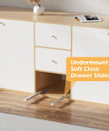 Undermount Drawer Slides Full Extension With Soft Close Bottom Mount Pull Out Shelf Slider For Kitchen Cabinets Fits Face Frame Or Frameless Drawers Smooth Quiet Glide Heavy Duty Drawer Runner Track Built To Last, shown installed in white cabinet