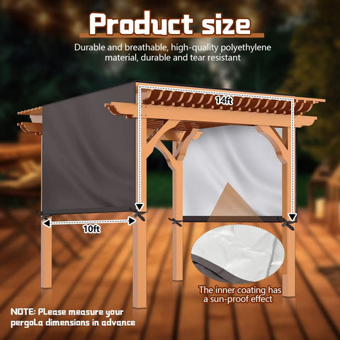 Backyard Friendly Universal Pergola Replacement Canopy For Outdoor Patio And Porch, Waterproof Shade Top Cover, 14 X 10 Ft Coffee Brown